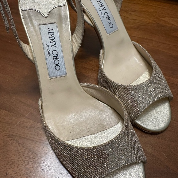 Jimmy Choo Glitter Gold Heels - Picture 2 of 4